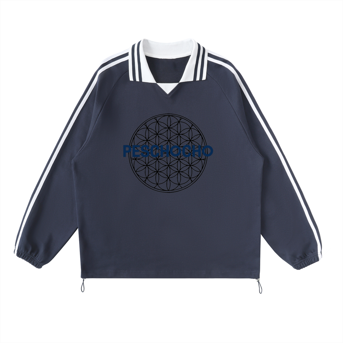 PESCHOCHO Contrast Striped Lapel Collar Sweatshirt
