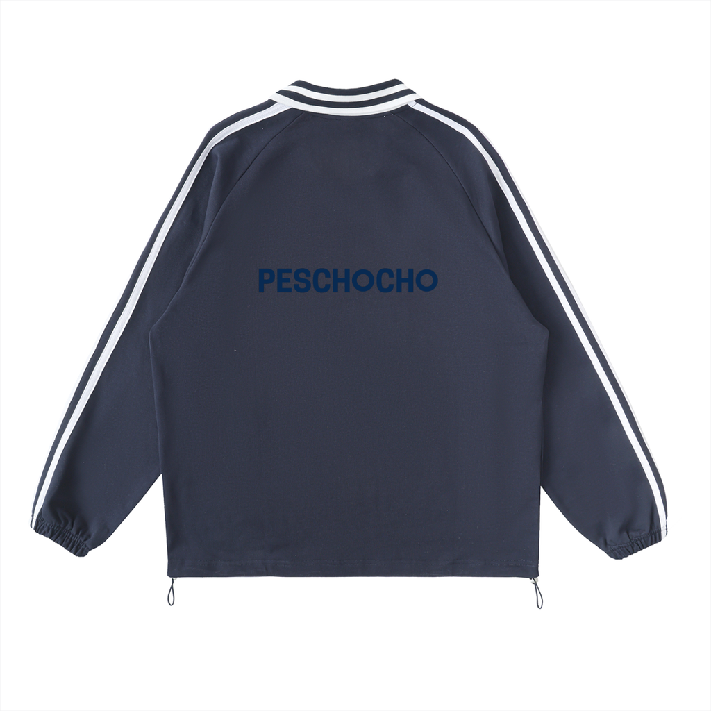 PESCHOCHO Contrast Striped Lapel Collar Sweatshirt