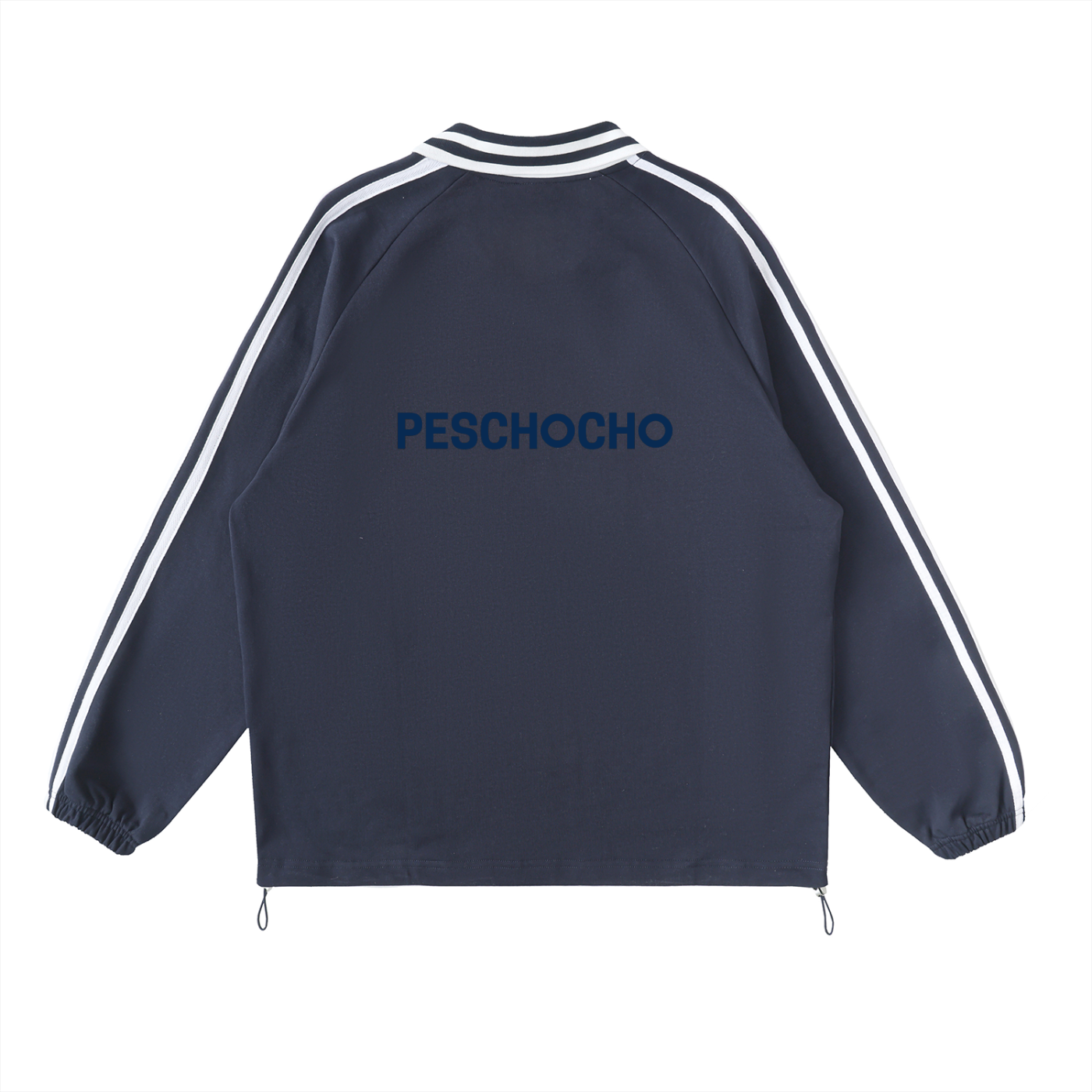 PESCHOCHO Contrast Striped Lapel Collar Sweatshirt