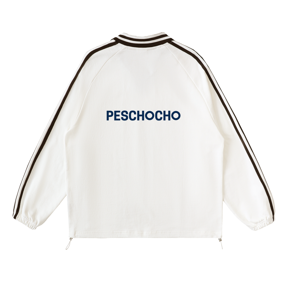 PESCHOCHO Contrast Striped Lapel Collar Sweatshirt