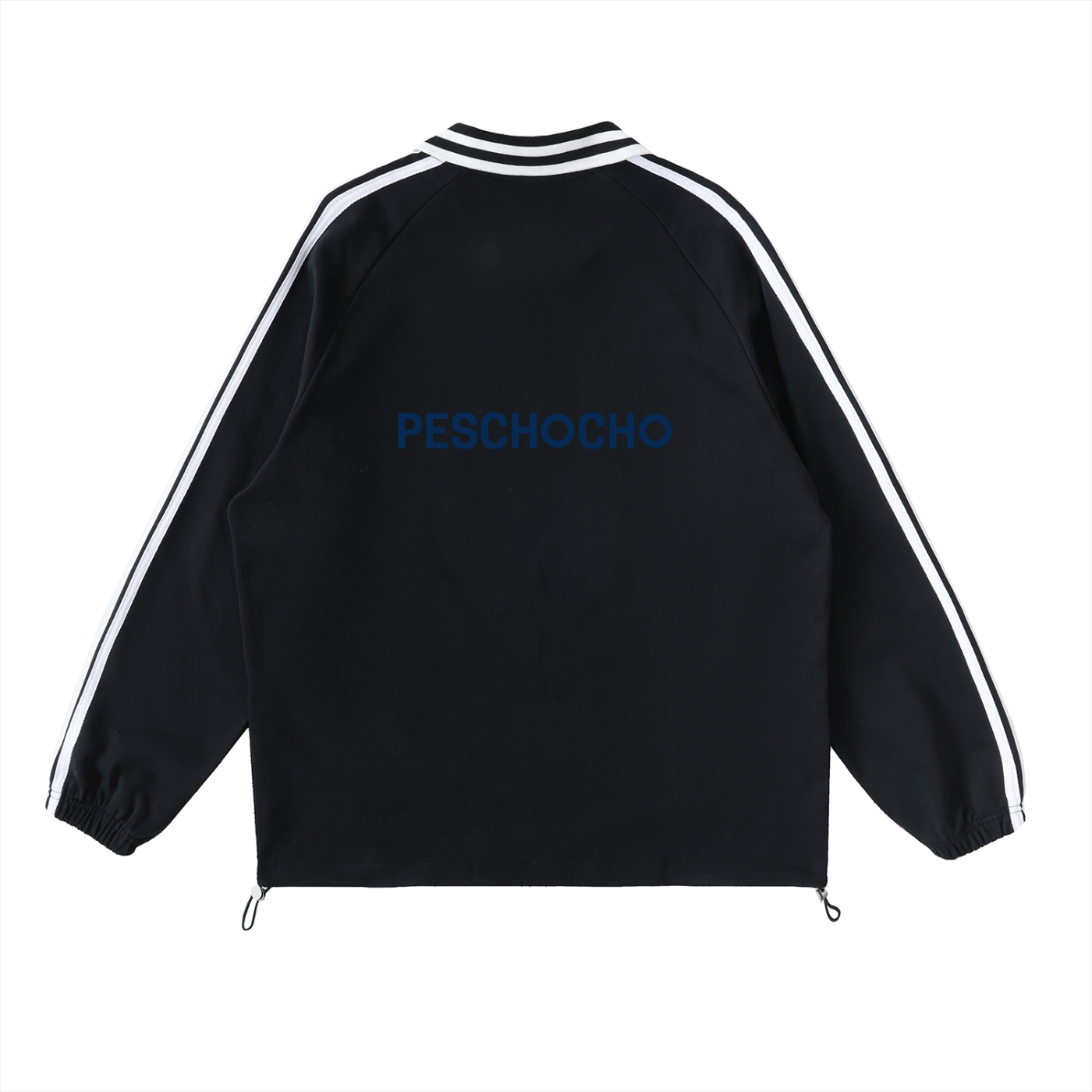 PESCHOCHO Contrast Striped Lapel Collar Sweatshirt