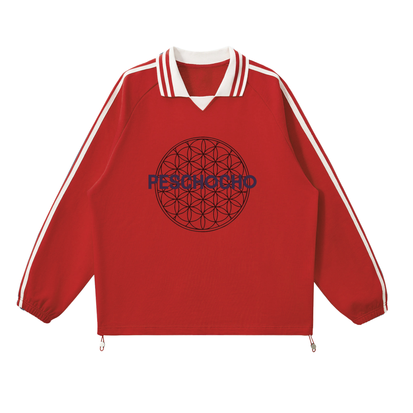 PESCHOCHO Contrast Striped Lapel Collar Sweatshirt