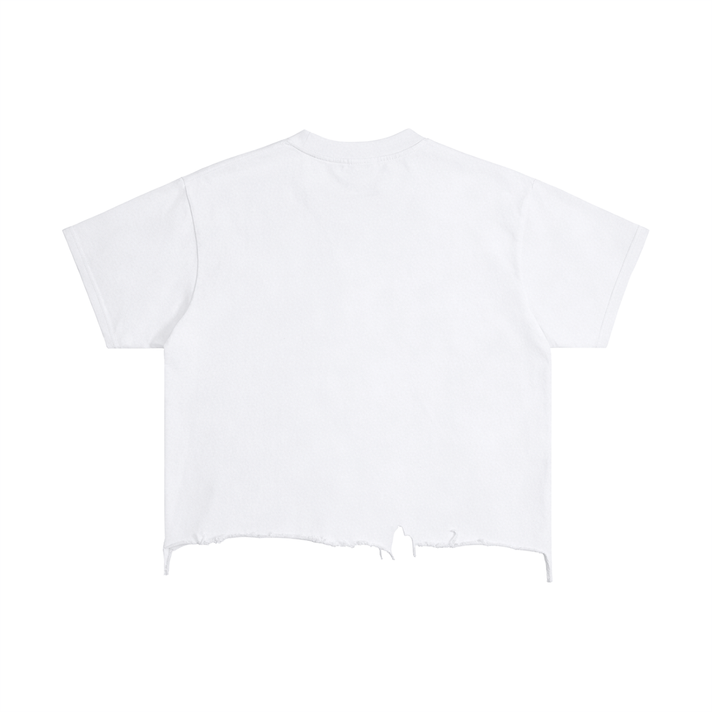 PESCHOCHO Wash Boxy Distressed Hem T-Shirt