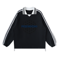 PESCHOCHO Contrast Striped Lapel Collar Sweatshirt