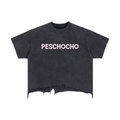 PESCHOCHO Wash Boxy Distressed Hem T-Shirt