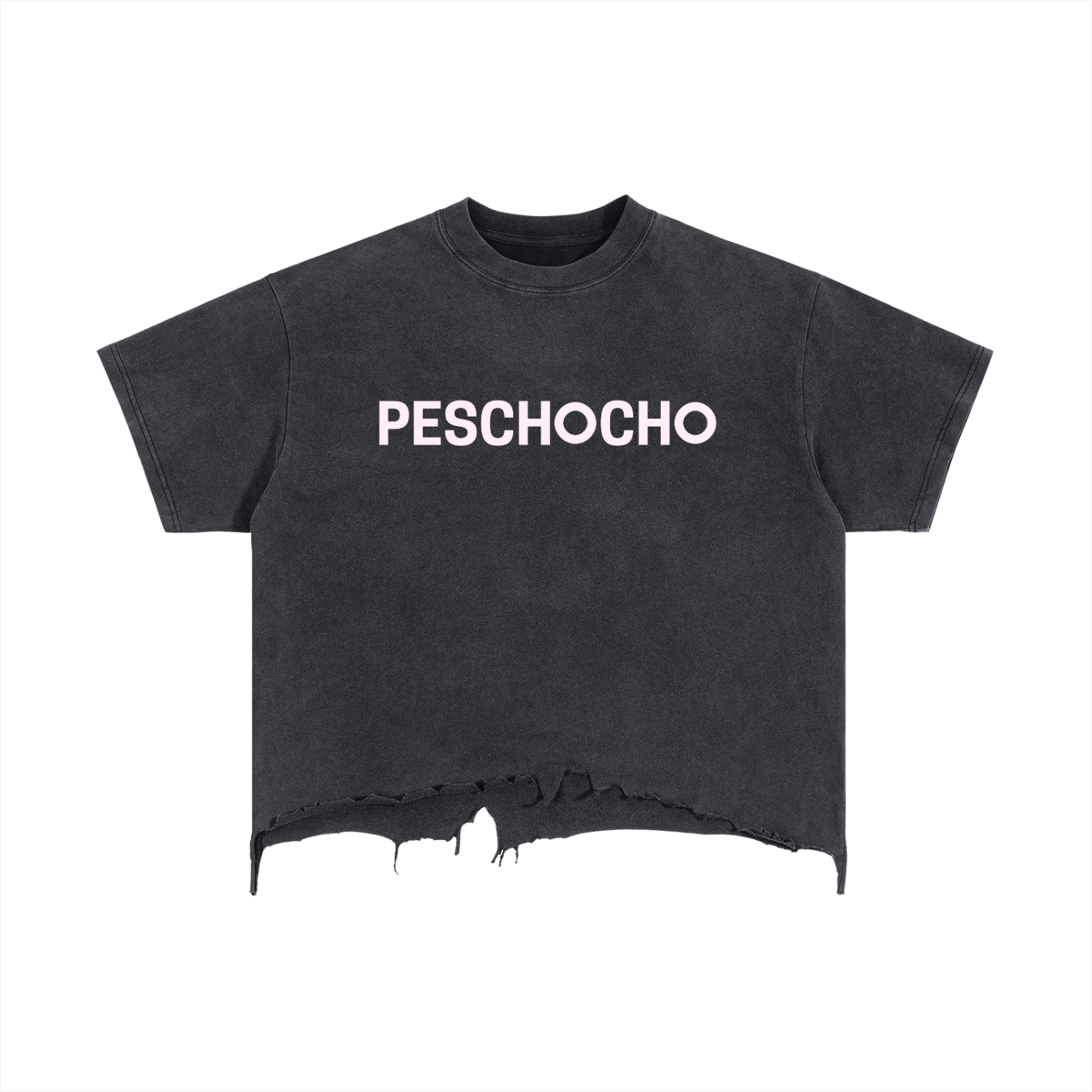 PESCHOCHO Wash Boxy Distressed Hem T-Shirt