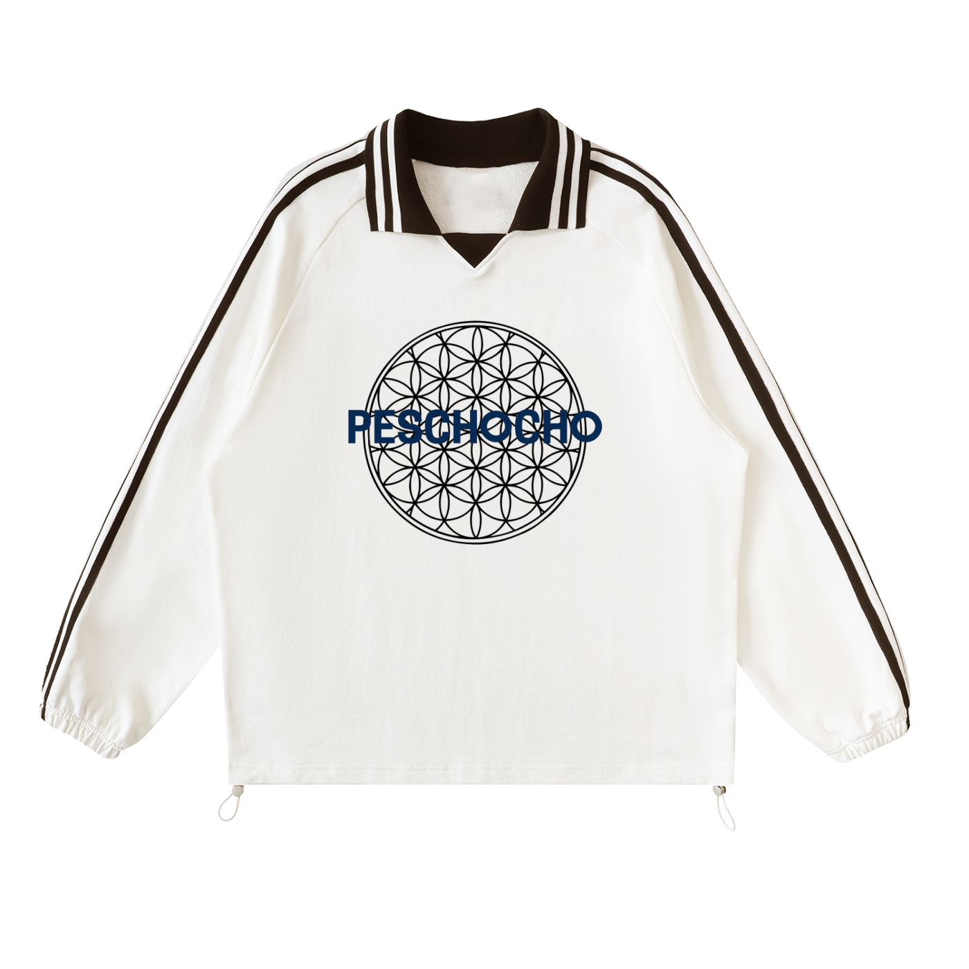 PESCHOCHO Contrast Striped Lapel Collar Sweatshirt