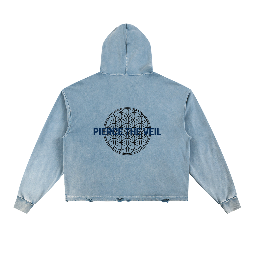 PIERCE THE VEIL Vintage Washed Frayed-Hem Hoodie